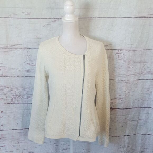 Anthropologie Angel of The North Vero Knit Moto Zip Sweater Size Large - Picture 3 of 8